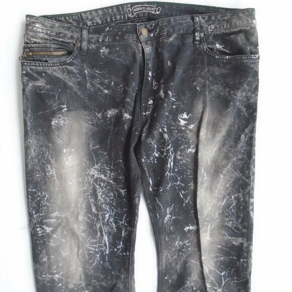 Robin's Jeans Mens Studded Paint Splashed Jeans Pants Size 42 Black - Picture 7 of 7